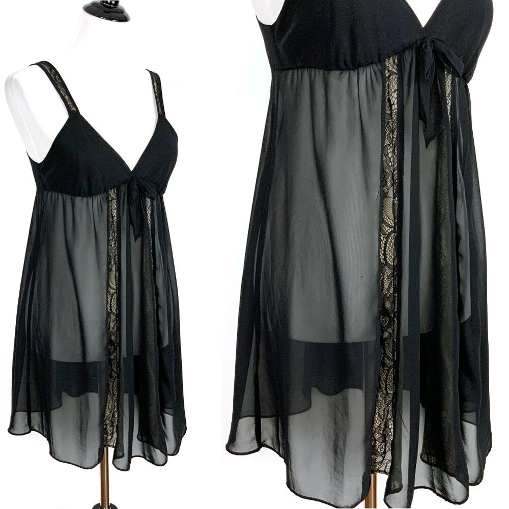 Vintage Oscar de la Renta Pink Label Black Babydoll Dress/Top Wimsigoth Sz S - Picture 3 of 16